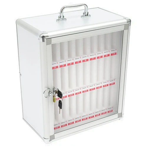 DUTTIETY 30 Slots Cell Phone Storage Box, Aluminum Alloy Cell Phone Lockers Storage Cell Phone Locker Box with Locks Pocket Chart for Phones Locking Cell Phone Cabinet for Classroom Offices School Employees