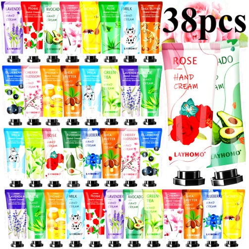 RUNBEN 38 Pack Hand Cream Gifts Set, Mothers Day Gifts for Wife,Teacher Appreciation Gifts For Women, Natural Plant Fragrance Hand Lotion Travel Size Mini Hand Cream for Dry Cracked Hands with Shea Butter
