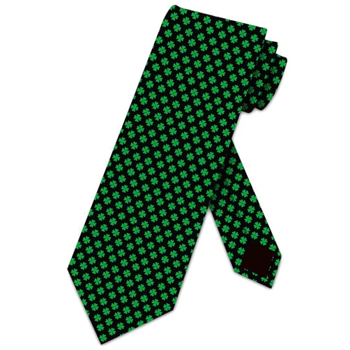 Three Rooker St Patricks Day Ties Mens Four Leaf Clover Necktie Shamrock Tie