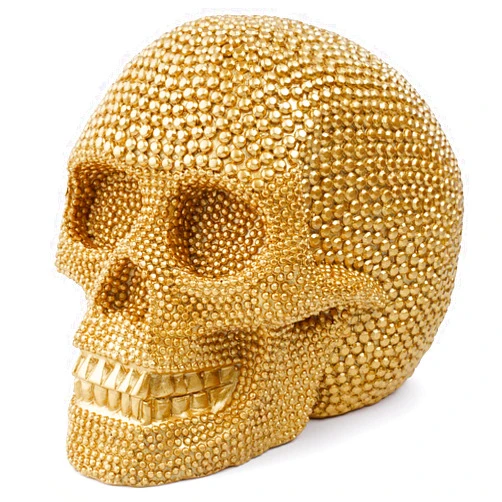Mageeko Skull Statue Décor Halloween Skeleton Head Gothic Resin Figurine Decoration Sculpture Collectible Gifts Gold