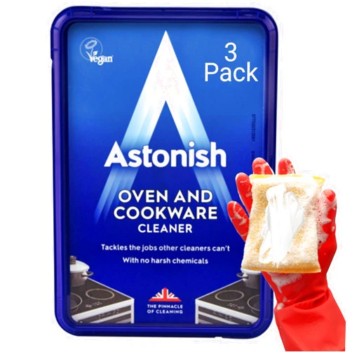 Astonish Oven & Cookware Cleaning Paste For Glass, Appliances, Ceramics, Stovetop & Pyrex - All Purpose Kitchen Cleaner - Stainless Steel Degreaser Removes Baked On Grease & Grime, 150g Tub (3 Pack)