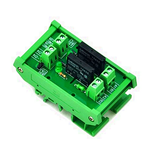 Electronics-Salon DIN Rail Mount DC24V 2 Channels DC-AC 2Amp G3MB-202P Solid State Relay SSR Module Board.