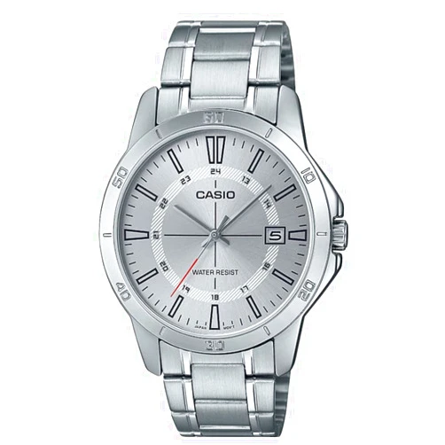 Casio MTP-V004D-7C Men's Stainless Steel Silver 24 Hour Index Dial 3-Hand Analog Watch