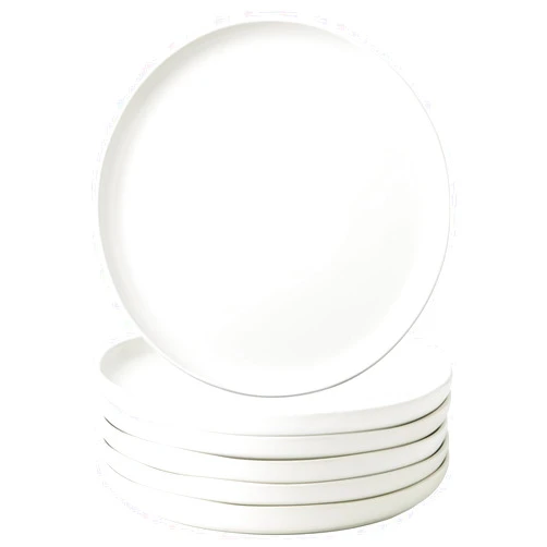 AmorArc Ceramic Dinner Salad Plates Set of 6, Wavy Rim 8.5 Inch Dish Set, The Dessert,Salad, Appetizer, Small Dinner etc Plate,Microwave, Dishwasher Safe, Scratch Resistant - Matte White
