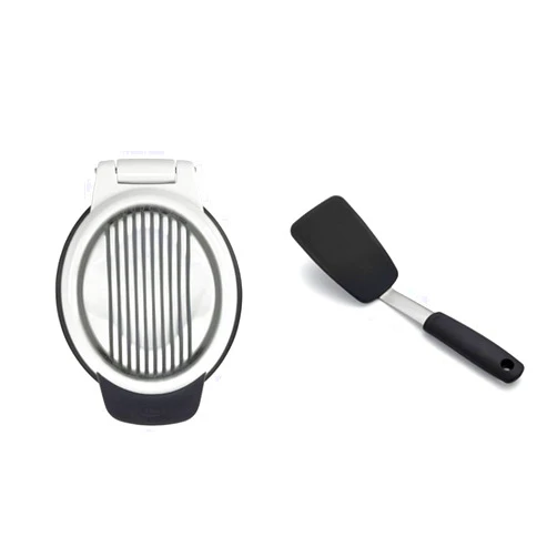 OXO Good Grips Egg Slicer,White/Black, CD and OXO Good Grips Small Silicone Flexible Turner Black