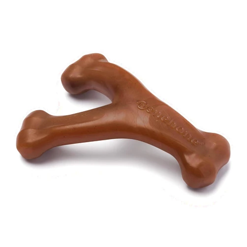 Benebone Real Bacon Durable Wishbone Dog Chew Toy for Aggressive Chewers, Made in USA REAL Peanut Small