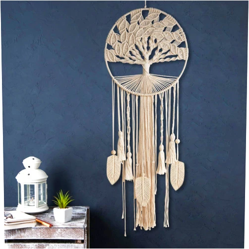 YESMONA Tree of Life Dream Catcher, Macrame Wall Hanging Large Dreamcatcher Woven Boho Dream Catchers for Home Bedroom Nursery Wedding Decor (Feather)