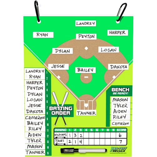 Pro-Tuff Decals Deluxe Coaches Helper Magnetic Dugout Board for Lineup and Field Position for Baseball and Softball with Clips Dry Erase Pen