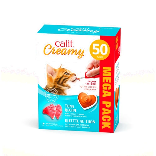 Catit Creamy Lickable Cat Treat, Healthy Cat Treat, Tuna, 50 Pack