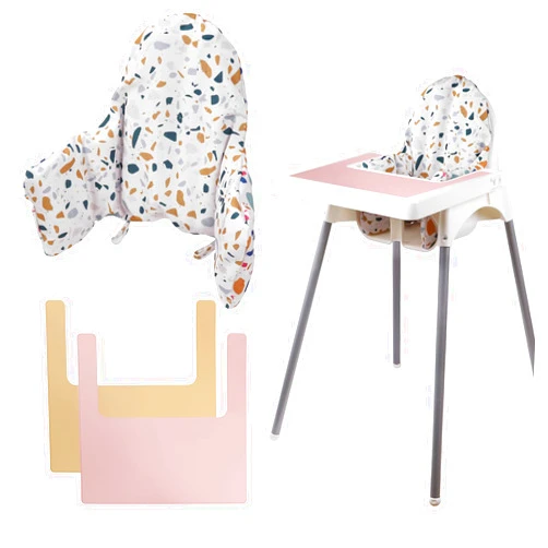 Lomgwumy High Chair Cushion, Type High Chair Cover Pad,With two High Chair Placemat, highchair Cushion for IKEA Antilop Highchair,built-in Inflatable Cushion,baby Sitting More Comfortable (Stone Flower)