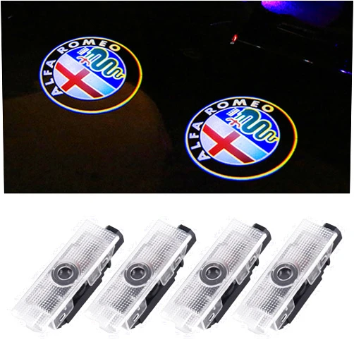 Zhongyu For Alfa-Romeo Car Door LED Logo Lights,3D Ghost Shadow Light Wireless Welcome Courtesy Projector Light Fit for Stelvio Mito Giulietta Giulia (4PCS)