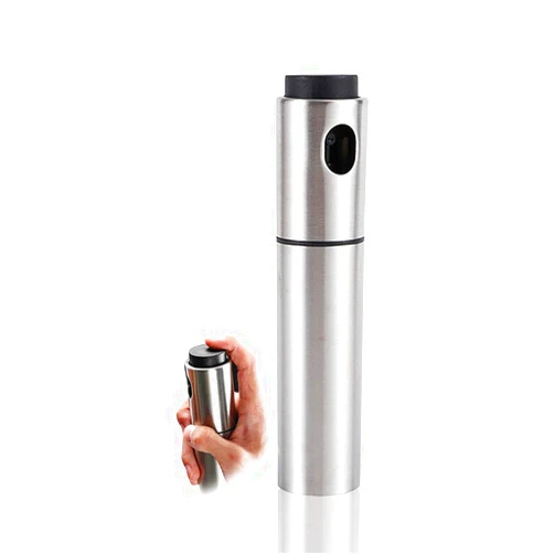 HUACHENG Olive oil sprayer, oil sprayer for cooking air fryer, kitchen gadget portable stainless steel kitchen spray bottle, used for barbecue, frying, frying, oil control diet 100ml (silver)