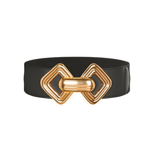 GRACE KARIN Womens Wide Elastic Belt Stretch Leather Belt Gold Buckle Belts for Dress S-XXL