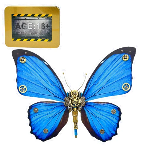 OYDL Steampunk 3D Metal Butterfly Model, 150PCS+Mechanical DIY Assembly Kit to Build, 3D Jigsaw Puzzle Handmade Craft Desk Ornament Toys for Teens Adults