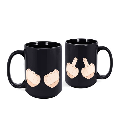 OJBK Heat Changing Coffee Mug - Add Coffee or Tea and The Middle Finger Appear - 11 Ounce Funny Coffee Mug - Perfect Mug for Family and Friend