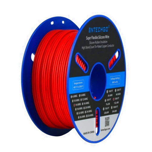 BNTECHGO 14 Gauge Silicone Wire Spool 500 ft Red Flexible 14 AWG Stranded Tinned Copper Wire