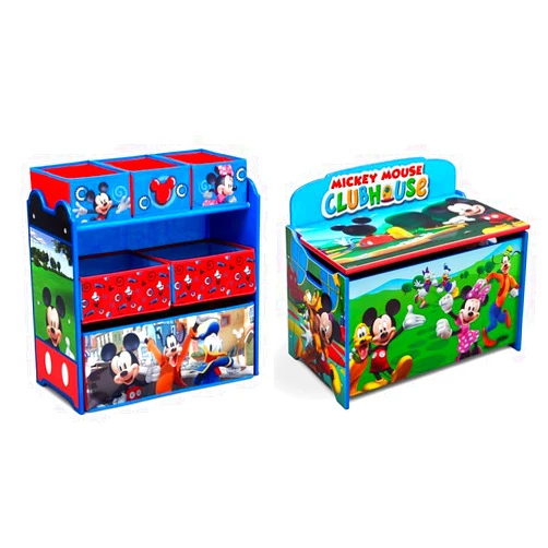 Delta Children Disney Mickey Mouse 6 Bin Design and Store Toy Organizer & Deluxe Toy Box, Disney Mickey Mouse