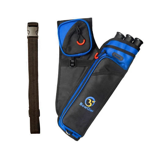 BowQier Archery Back Arrow Quiver Holder, Tube Hip Quiver Waist Hanged Carry Bag - Adjustable Nylon Belt for Bow Hunting and Target Practicing for Youth and Adults
