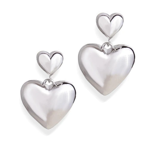 Jean Beau JeanBeau Gold Chunky Heart Dangle Drop Double Stud Earrings for Women, Valentine Trendy Statement Love Dangling Hypoallergenic Earing Wedding Prom Jewelry Gift