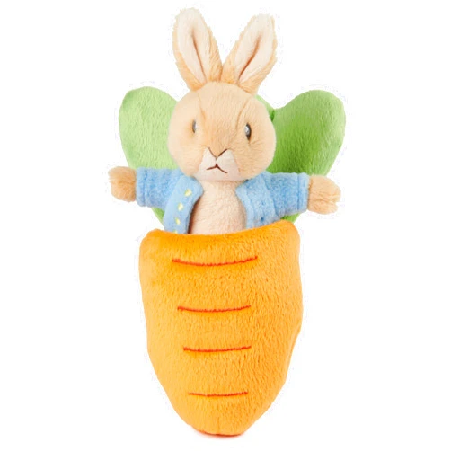 GUND Beatrix Potter 2-in-1 Peter Rabbit with Carrot Plush Playset, Bunny Stuffed Animal for Ages 1 and Up, Orange/Blue, 7”