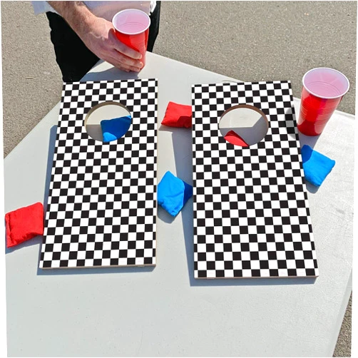 Mill Wood Art Checkered | Fun Size Mini Cornhole Game