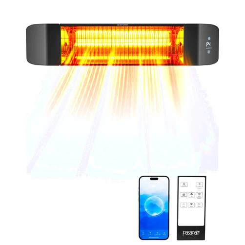 Pasapair Electric Patio Heater - Smart Infrared Indoor Heater 24H Timer with APP Control - Wall Mounted Outdoor Heater for Patio Garage - IP65 CSA Certified (with WiFi)