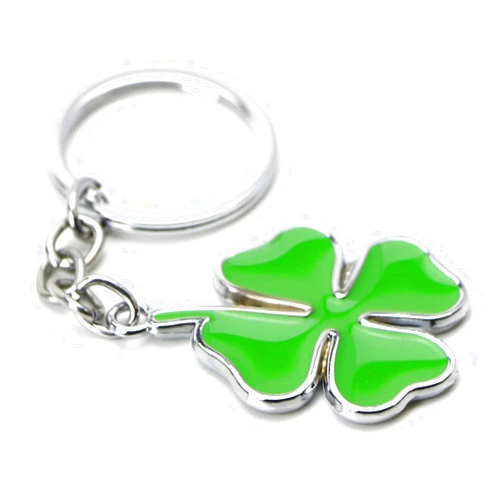 iJDMTOY Chrome Finish The Lucky Quadrifoglio Four Leaf Clover Cloverleaf Key Chain Ring Keychain