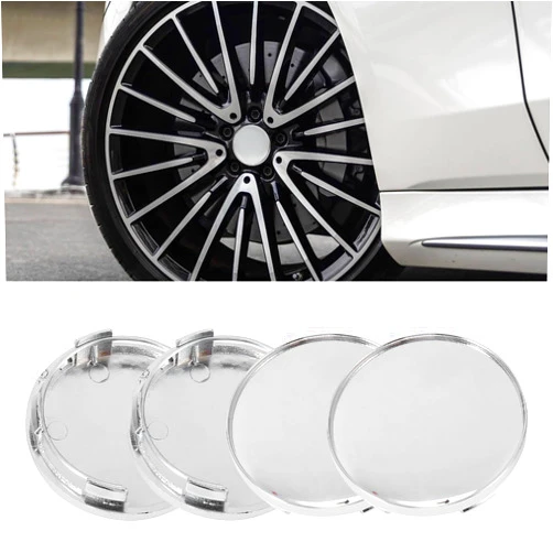 UZZH 4PCS Car Wheel Center Caps, Center Caps for Rims, 2.13Inch Outer Diameter 1.97Inch Inner Diameter Snap-in Plastic Car Wheel Center Hub Rim Caps Cover, Universal Car Exterior Accessories (Silver)