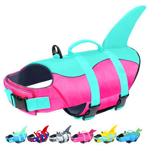 Malier Dog Life Jacket, Ripstop Dog Life Vest with High Buoyancy for Swimming Boating, High Visibility Dog Shark Life Jacket Puppy Life Jacket Dog Lifesaver for Small Medium Large Dogs (Medium)