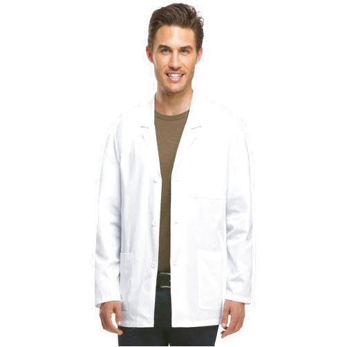 Dickies Mens Coat White Lab Coat With 4 Pockets and Three Button Closure - 81404