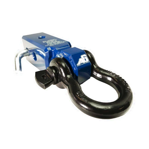 Agency 6 Recovery Shackle Block Assembly 2.5 INCH Double Hole, Blue - Hitch Receiver Block - Proudly Made in The USA