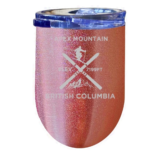 R and R Imports Apex Mountain British Columbia Souvenir 12 oz Laser Etched Insulated Wine Stainless Steel Tumbler Rose Gold