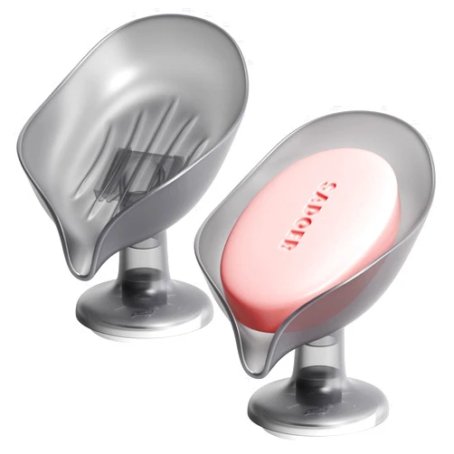 TAILI Self Draining Soap Holder, Leaf-Shaped Bar Soap Dish with Suction Cup Stand, Bar Soap Saver Suitable for Bathroom, for Tub, Kitchen Sink, Removable, Easy to Clean & Keep Soap Dry,2 Pack