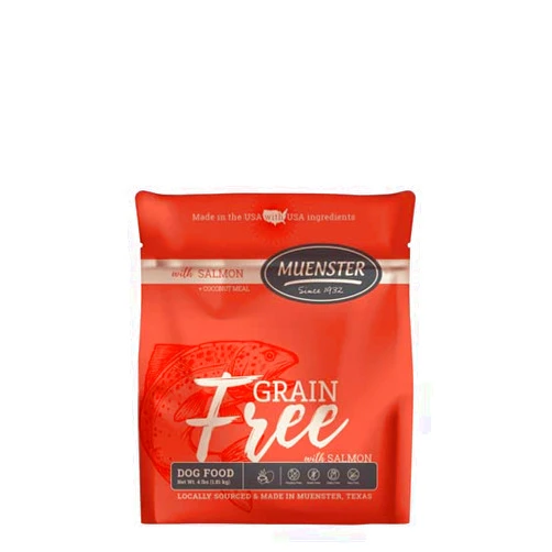 Muenster Grain Free with Salmon – Dry Dog Food or Mixer with Fish Protein - Complete and Balanced Kibble for Large, Medium or Small Breed Dogs, 4 lb