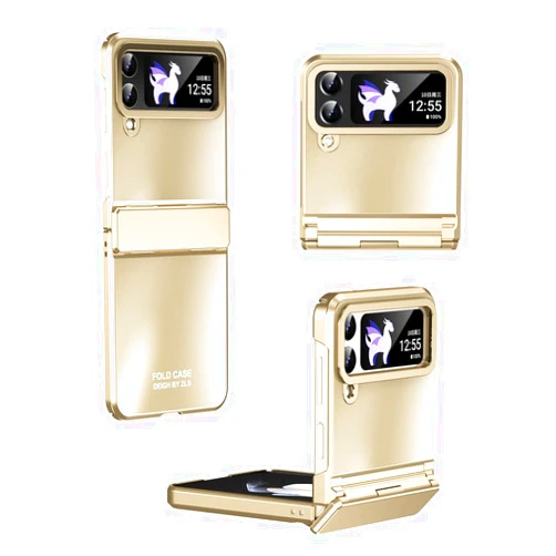 SONIGRA Ultra-Thin Galaxy Z Flip 4 Case, Luxury Perfect Frosted Plating Hinge Protection Hard PC Cover, Finish Anti-Scratch Shockproof Lightweight Protective Case for Samsung Galaxy Z Flip 4 5G, Gold