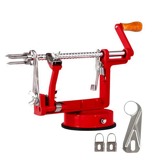 Qyestad Apple Peeler, Stainless Steel Apple Corer Slicer Peeler, Durable Heavy Duty Die Cast Magnesium Alloy Apple Peeler Slicer Corer(Deepred)