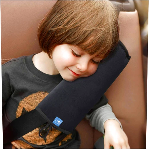 COOLBEBE Seat Belt Pillow for Kids, Extra Soft Toddler Travel Pillow for Car Seat, Universal Carseat Strap Cushion Pads for Childs Baby People Adults, Black