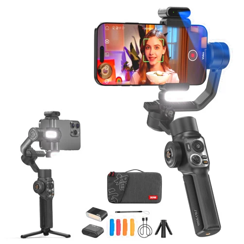 ZHIYUN Smooth 5S AI Pro Gimbal Stabilizer for Smartphone 3-Axis Phone Gimbal with AI Tracker, Magnetic/Built-in Fill Light, Storage Bag, iPhone Stabilizer for Video Recording Filming Vlogging