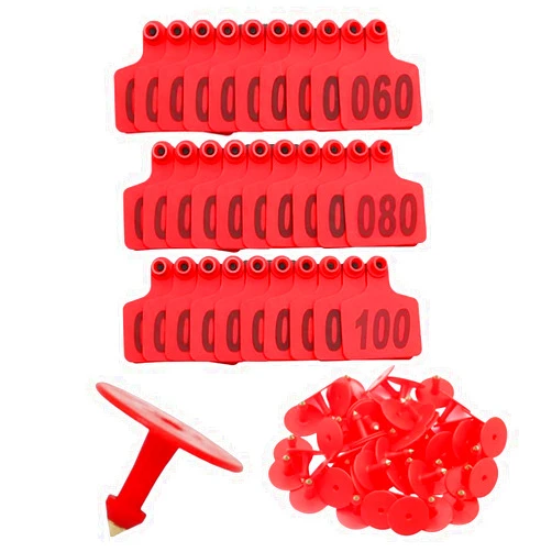 NXLXQ Cattle Ear Tags with Numbers Livestock Identifcation Ear Tags Livestock Ear Tag for Goat Cattle Cows Calf Sheep Pig Red 301-400