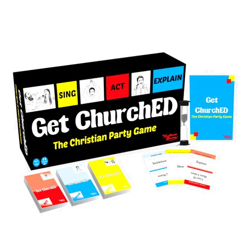 Kulture Games Get ChurchED - The Christian Party Game (Sing, Act/Charades, Explain) - Christian Gifts - Bible Trivia Game - Charades Games for Family & Youth Groups - Christian Cards – Bible Quiz