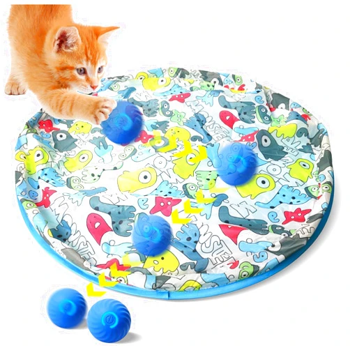Zelikovitz Interactive Cat Toys Ball Rolling in The Pouch, Automatic Motion Activated Moving Ball Hide and Seek Game for Indoor Exercise Kicker