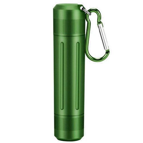 Aufew Portable Pill Container Waterproof Rugged Travel Pill Case with Keychain Aluminum Vitamin & Supplement Holder for Daily Use, Outdoor Adventures - Green