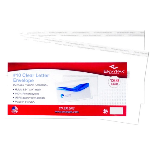 EnvyPak Clear #10 Envelope Holds Folded Letter and Flyers - Permanent Peel and Seal Closure - Holds 9″ x 3.88″ Insert - Box of 1200 …