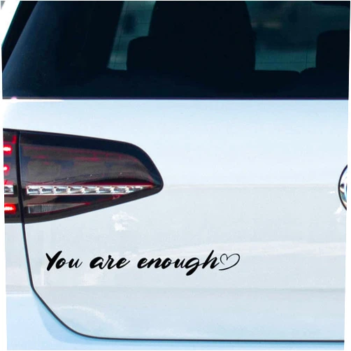 Aolamegs You are Enough Decal - 3 Pcs Black Vinyl You are Enough Sticker for Car Rearview Window Mirror, Inspirational Car Decals for Women, 7''x1''