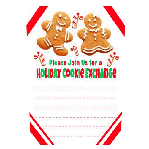 The Old Blue Door Holiday Cookie Exchange Invitations - Christmas Cookie Swap Party Invites - Gingerbread and Candy Cane Design (20 Count with Envelopes)