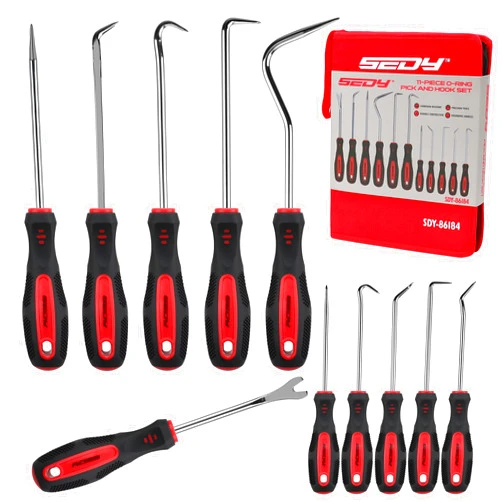 SEDY 11-Piece Large Hook and Pick Set with Clip Removal Tool, Precision O-Ring Removal Kit for Automotive Mechanic and Electronic Maintenance Car Auto Oil Seal Mini Hooks