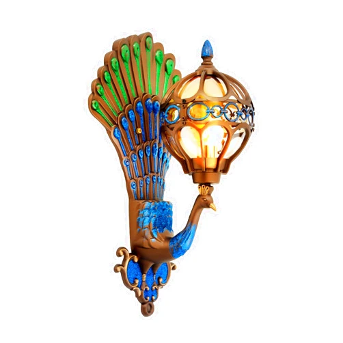EEYBLAEEY Peacock Wall Light, 21'' Retro Antique Art Decor Wall Sconce LED Wall Mounted Lamp, Ip65 Waterproof, High Temperature Resistant, Easy to Install, for Porch, Hallway, Front Door, Balcony, Backyard