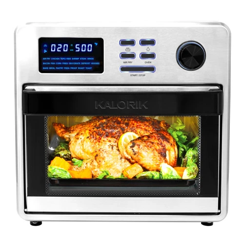 Kalorik MAXX® Digital 16-Quart Air Fryer Oven, 9-in-1 Countertop Toaster Oven and Air Fryer Combo, 21 Smart Presets, 9 Easy-to-Clean Accessories, 1600W, Stainless Steel, AFO 50932 OW