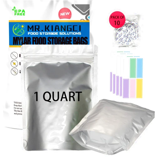 MR.KIANGCI 60 Mylar Bags for Food Storage with Oxygen Absorbers 300cc, Thick 5 mil, 7