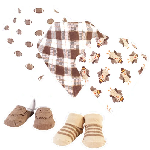 Hudson Baby Unisex BabyCotton Bib and Sock Set